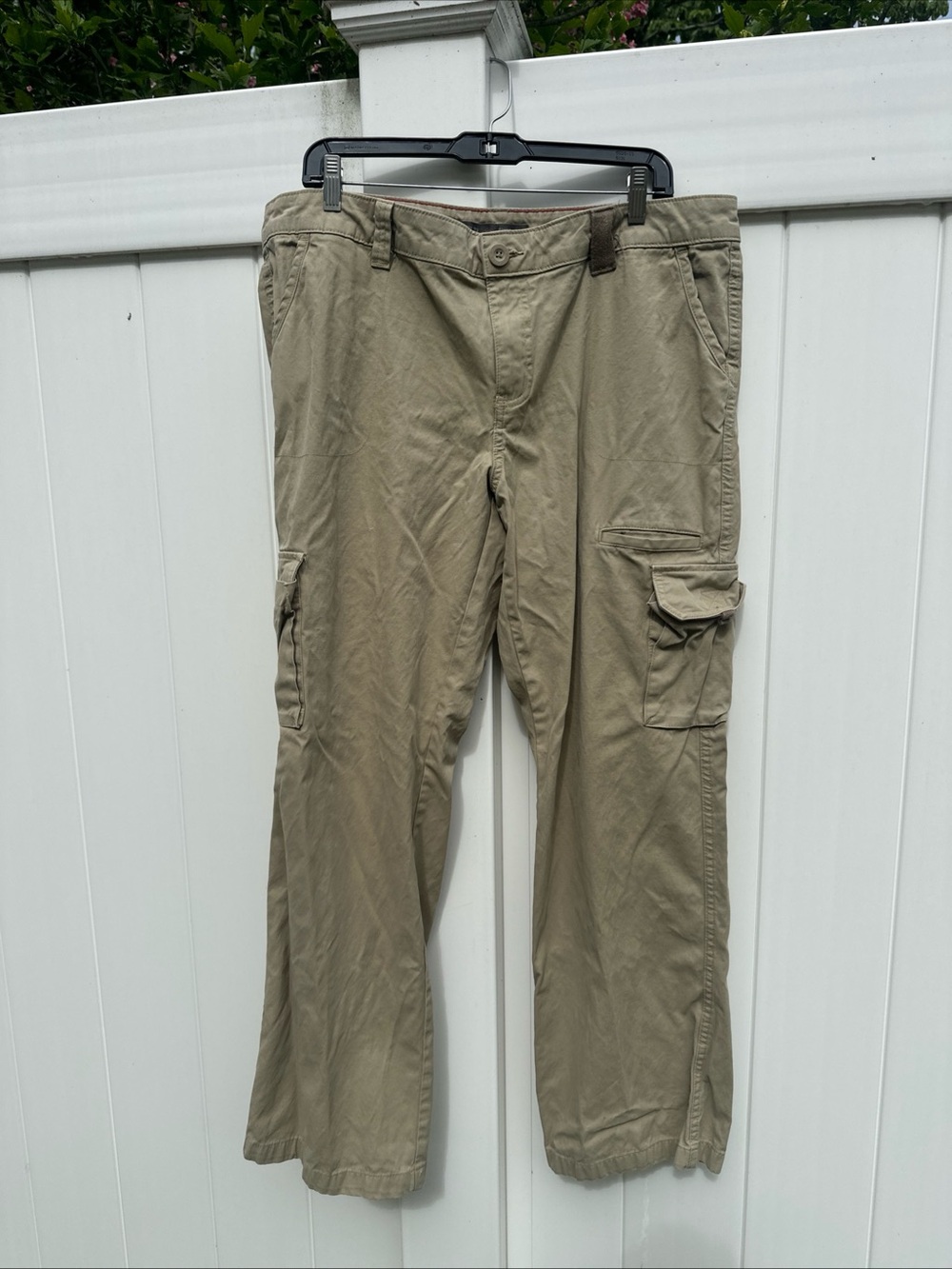 Dickies Khaki 100% Cotton Relaxed Straight Leg Cargo Pants Women’s Sz 16R 38/32